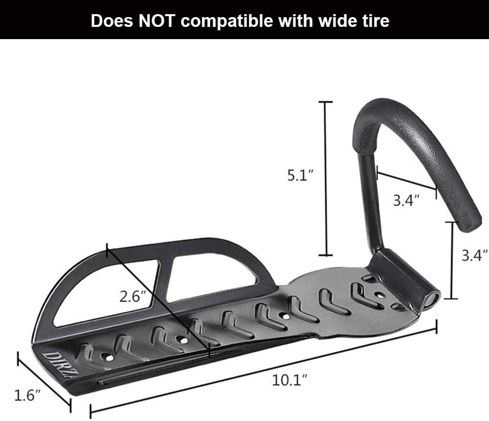 Dirza Bike Rack Garage Wall Mount Bike Hanger Bike Hooks Bike Storage Bicycle Vertical System for Garage Indoor Shed - Easily Hang/Detach - Holds up to 65 lb with Screws Black