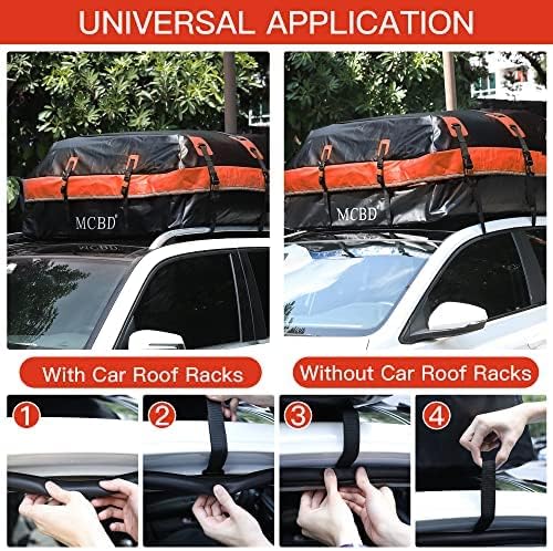 Rooftop Cargo Carrier, 21 Cubic Feet Soft-Shell Waterproof Car Roof Luggage Bag for All Vehicles SUV with/Without Rails, Includes 10 Reinforced Straps + 6 Door Hooks,Storage Bag,Anti-Slip Mat
