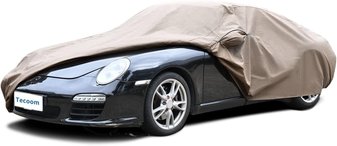 Tecoom Thick Shell Car Cover Waterproof All Weather for Automobiles, Full Exterior Covers with Invisible Zippered Mirror Pockets Wind Uv Hail Protector Universal Fit AudiR8 (173-182 Inches)