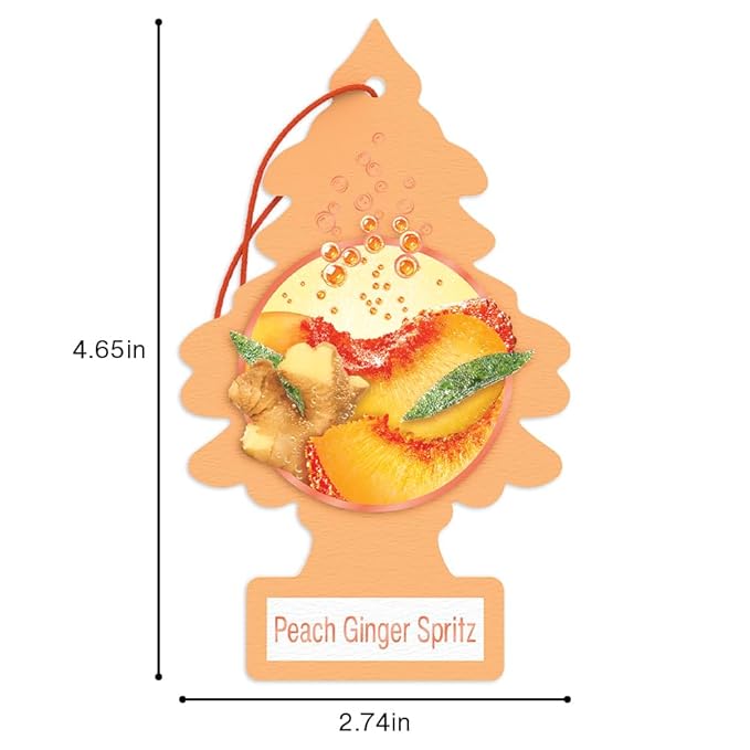 LITTLE TREES Car Air Freshener | Hanging Tree Provides Long Lasting Scent for Auto and Home | 24 Air Fresheners |Peach Ginger Spritz