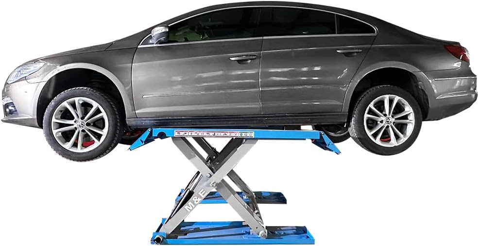 M&E 7700lbs Mid Rise Scissor Lift Pneumatic Release Auto Lift Car Lift 220V Mid-Rise Auto Lift Home Garage Lift