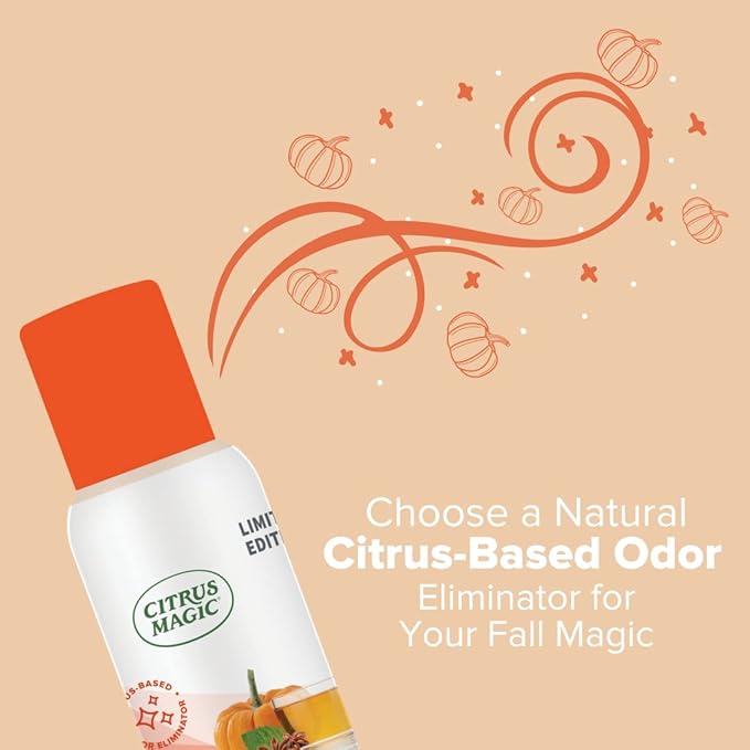 Citrus Magic Limited Edition Natural Odor Eliminating Air Freshener Spray, Cozy Pumpkin Chai, 3-Ounce, Pack of 3