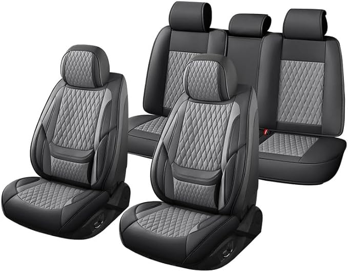 Car Seat Covers Full Set Custom Fit for Buick Encore GX 2012-2026 - Premium Faux Leather with Lumbar Support | Breathable, Waterproof, Anti-Slip, Durable (Black&Gray,Full Set)