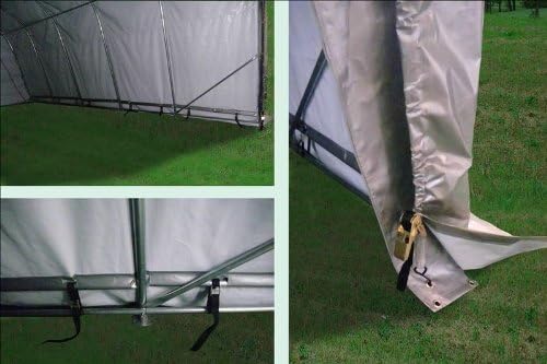20'x12' Heavy Duty Carport with Zipper Doors – Galvanized Steel Frame & Waterproof PE Cover, UV-Resistant, Grey Portable Garage Canopy Shelter (20'x12')