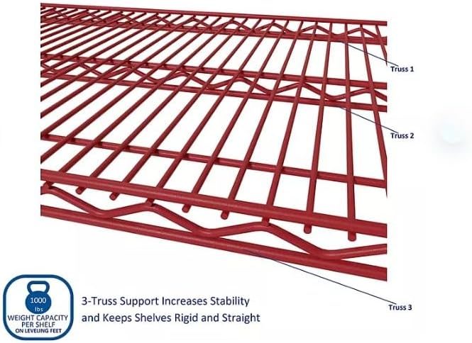 Generic Organize in Style with The Members Mark 6-Tier NSF Heavy Duty Wire Shelving, 47.75"" W x 18"" D x 75.5"" H (Red, 1 PACK)