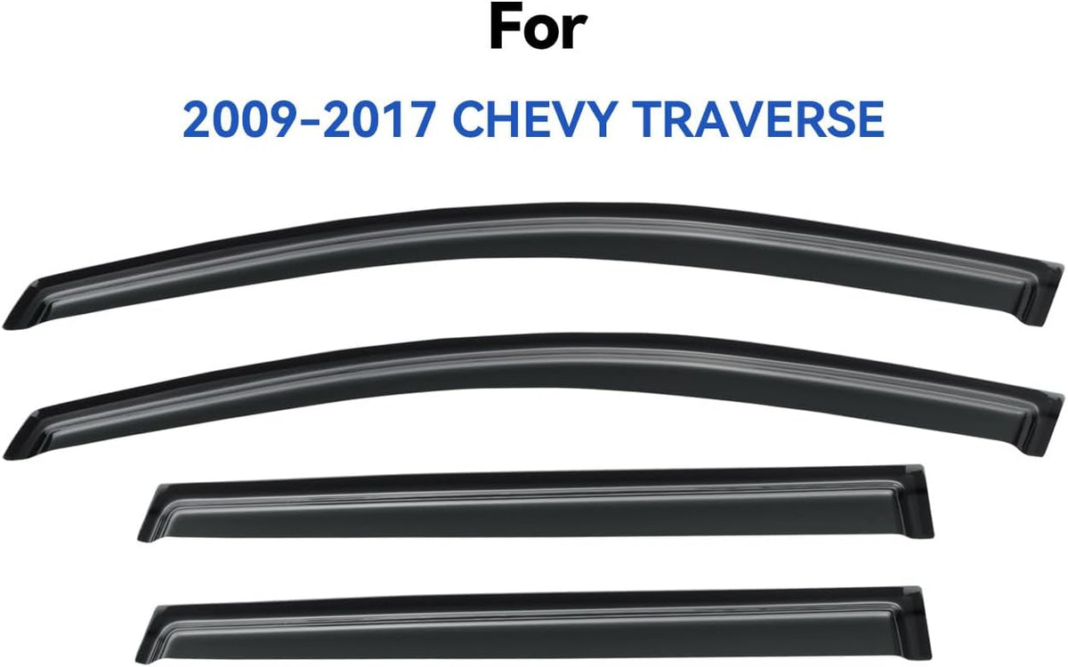 Window Visors Rain Guards Shield for 2009-2017 Chevy Traverse, Out-Channel Window Vent Wind Deflectors Visors Shades for 09-17 Traverse