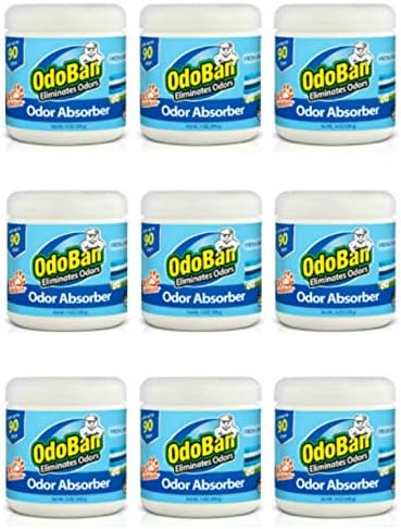 OdoBan Solid Odor Absorber Eliminator for Home and Small Spaces, Fresh Linen Scent, 14 Ounces Each, 9-Pack