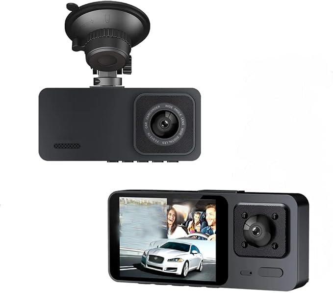 Dash Camera Front and Inside Dash Cam for Car Security 1080P Video Recorder with Audio Plug and Play, WDR, Night Vision, G-Sensor Auto Lock, 2 Inch Screen Vehicle Security