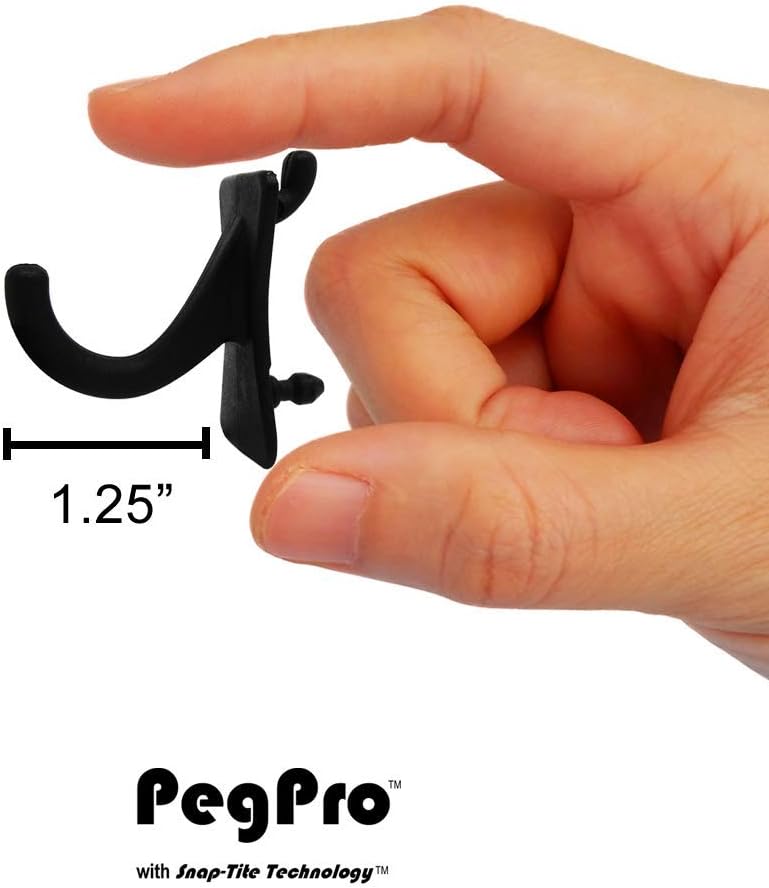 PegPro® J Hooks Kit for Standard “Wood Fiber” pegboard – Durable Plastic Pegboard Hooks - for Garage, Kitchen, Craft Room, and More (J Hook - 24 Pack, Black)