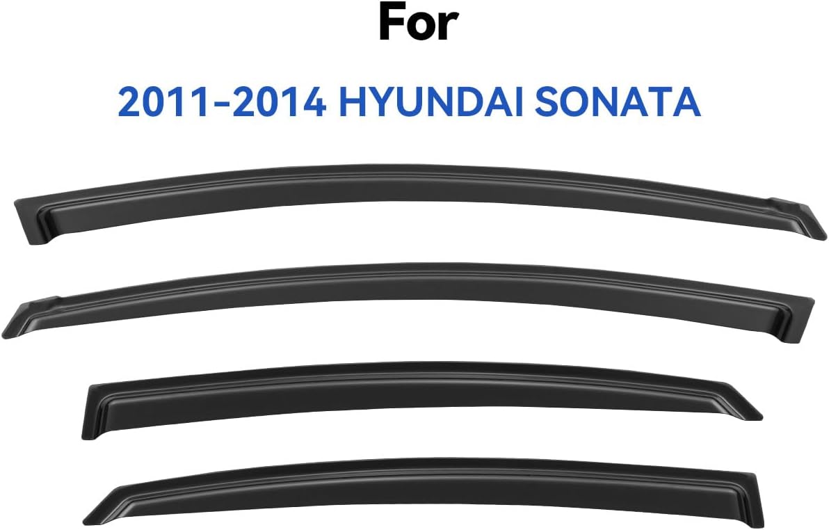 Window Visors Rain Guards for 2011 2012 2013 2014 Hyundai Sonata, Out-Channel Window Vent Wind Deflectors Visors Shades for 2011-2016 Hyundai Sonata Hybrid