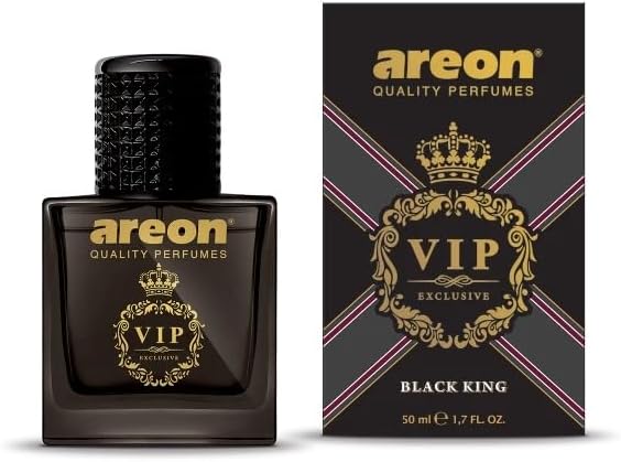 AREON VIPB02 Car Perfume 1.7 Fl Oz. (50ml) Glass Bottle Car Air Freshener Spray, Black King (Black Package)