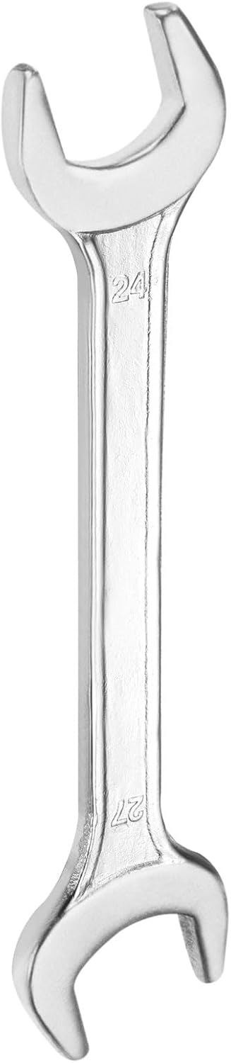 HARFINGTON Double Open End Wrench 24mm x 27mm Metric 15 Degree Offset Angle Small Flat Head Wrench Galvanizing Open Ended Spanner for Automotive Repair Furniture Assembly