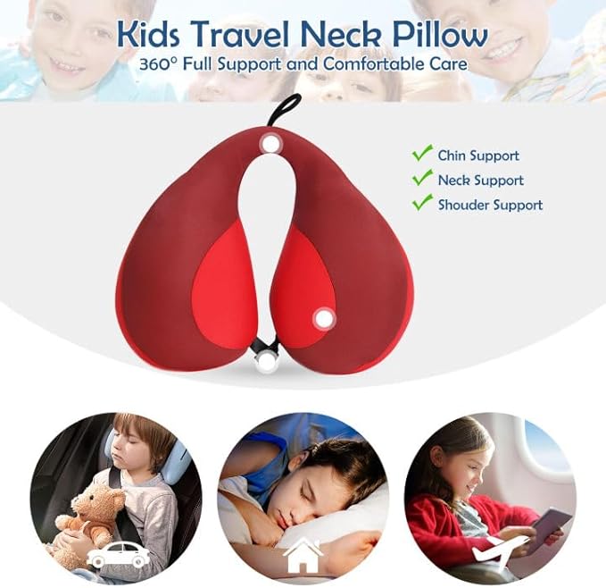 MOOB Kids Pillow for Car Seat Kids Travel Neck Pillow U-Shape Protection Headrest Air Cushion Child Car Seat Pillow