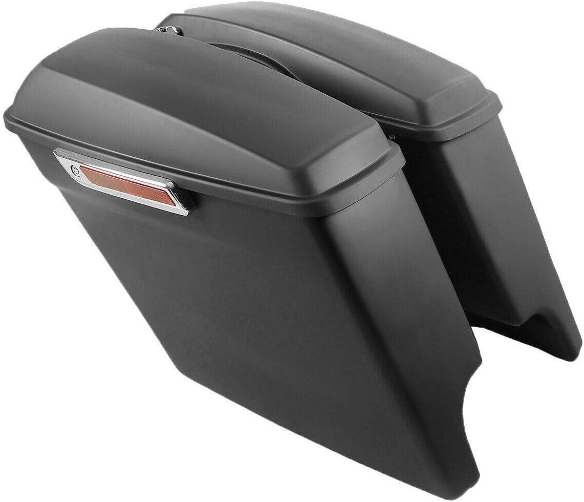 XFMT Matte Black 5" Stretched Extended Saddlebags Hard Saddle Bags W/Black Conversion Bracket For Harley Softail Heritage Deluxe 1984-2017