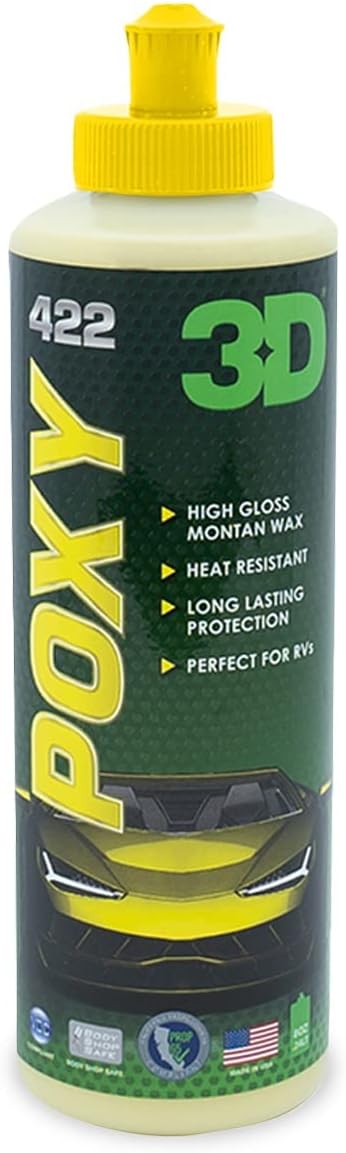 3D POXY Montan Wax Sealant – Long Lasting Hybrid Car Wax for High Gloss Finish & Paint Protection | Non-Staining Formula | Easy to Apply | Made in USA |8 oz