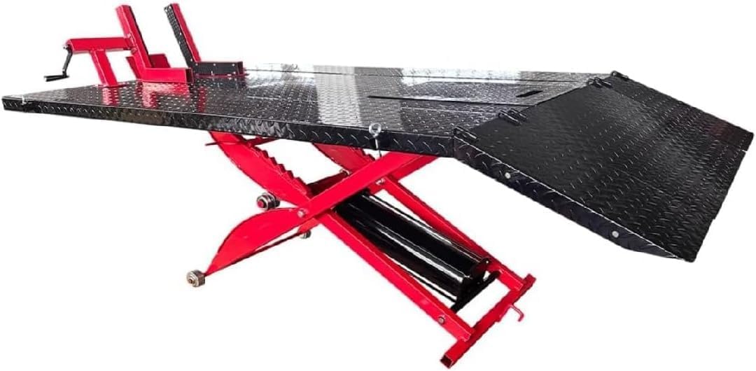 Motorcycle Lift ATV 1000 lbs Pedal Side Extension Motorcycle Lift Table for Home Garage and Shop KT-Moto 100LT