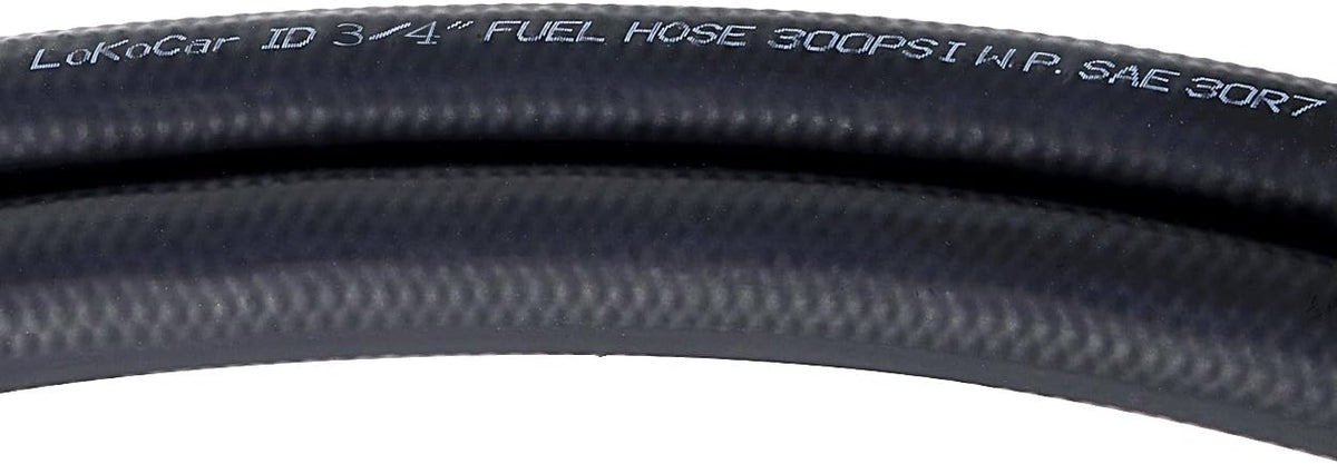 LokoCar Rubber Fuel Hose Line Push Lock 3/4" ID SAE 30R7 NBR 10ft 300PSI Black