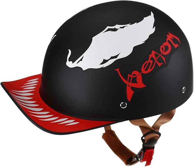 Vintage Retro Open Face Motorcycle Helmet Baseball Cap Half Helmets with pull-down Lens for Men Women Moped Cap Jet Scooter Street Cruiser - DOT Certified (Moto Rider, Medium)