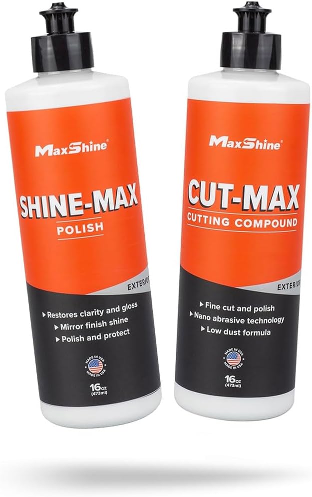 Maxshine Cut Max & Shine Max 16oz Kit – Fast-Cutting Compound & Ultimate Finishing Polish for Paint Correction, Scratch & Swirl Removal, Polishing & Protection – Auto Detailing Car Care Kit