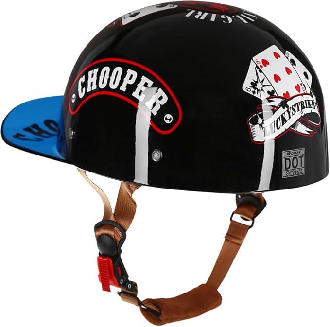 Vintage Retro Open Face Motorcycle Helmet Baseball Cap Half Helmets with pull-down Lens for Men Women Moped Cap Jet Scooter Street Cruiser - DOT Certified (Witch,Large)