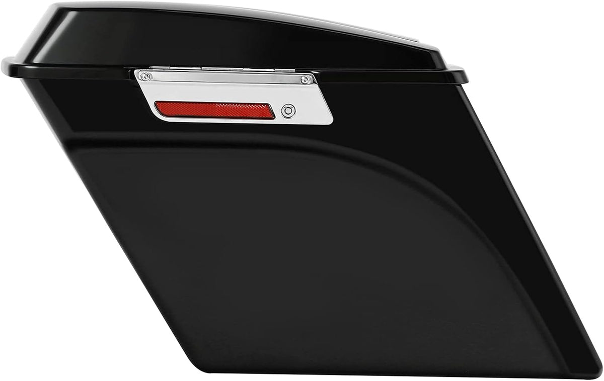 XFMT 5" Vivid Black Stretched Extended Hard Saddlebags W/Chrome Conversion Brackets Harley Softail Heritage Deluxe 1984-2017
