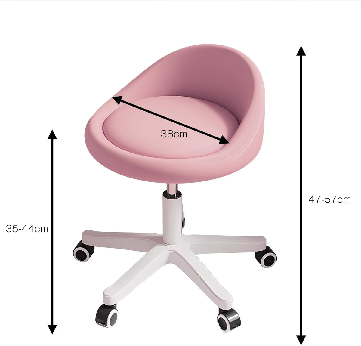 Rolling Stool Rolling Hydraulic Salon Stool with Low Backrest - Adjustable Swivel Chair for SPA, Shop, Salon, Massage, or Medical Office Pink