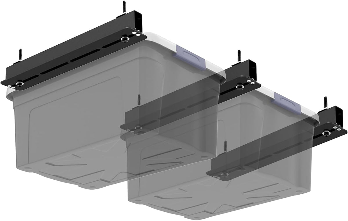 3 Pack Overhead Storage Bin Rack, Ceiling Racks for Utility Bins Organization, Heavy Duty Rack Ceiling Garage Storage for Supports Most Bins Container (for 2 Bins, Bins are not included)