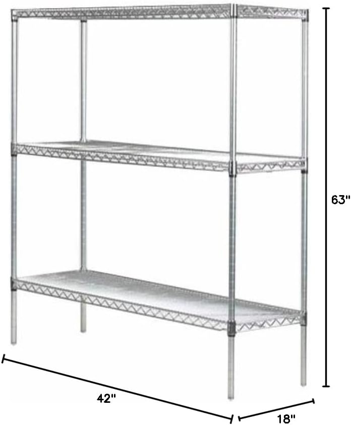 Omega 18" Deep x 42" Wide x 63" High 3 Tier Chrome Starter Shelving Unit