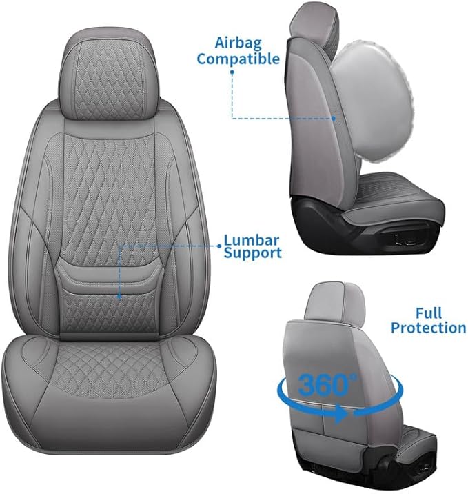 Car Seat Covers Full Set Custom Fit for Buick Envista 2024-2026 - Premium Faux Leather with Lumbar Support | Breathable, Waterproof, Anti-Slip, Durable (Gray,Full Set)