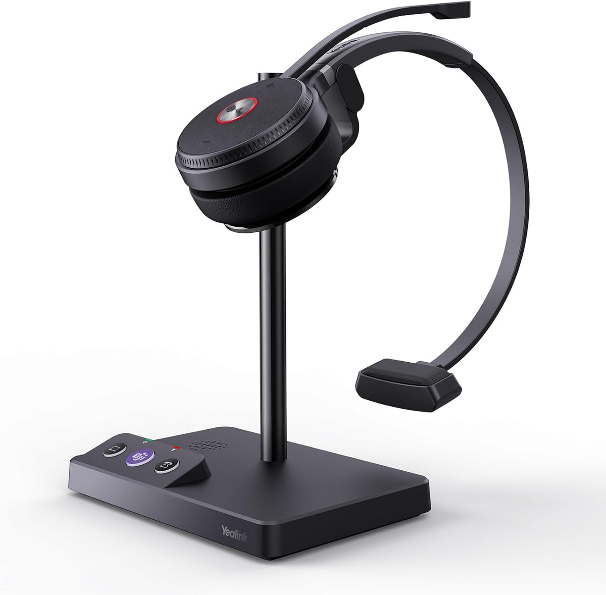 Yealink WH62 DECT Mono Teams Wireless Headset, 525 ft Range Work Headphone with 2X Noise Canceling Mic for IP Phone and Computer, Single Ear Headset with Call Control, Ringer,13H Talk Time