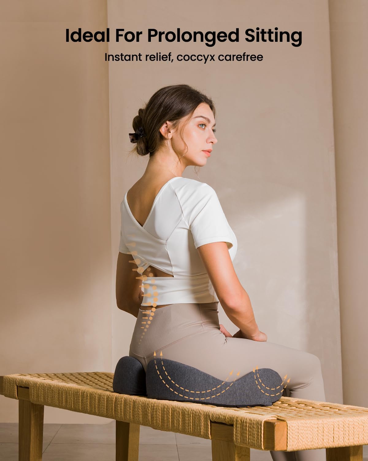 ProtoArc Seat Cushion, Office Chair Cushion for Sciatica, Coccyx Cushion, Ergonomic Memory Foam Seat Cushion for Car, Home, Pressure Relief Pad for Hip, Tailbone, All Day Comfort - Dark Gray