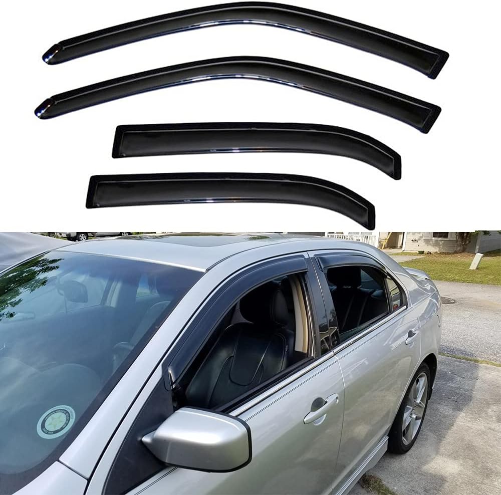 94550 Side Window Visor Wind Deflector, 4pcs Out-Channel Rain Guards Set fit for 2006 Lincoln Zephyr&2007-2012 Lincoln MKZ& 2006-2012 Ford Fusion&2006-2011 Mercury Milan