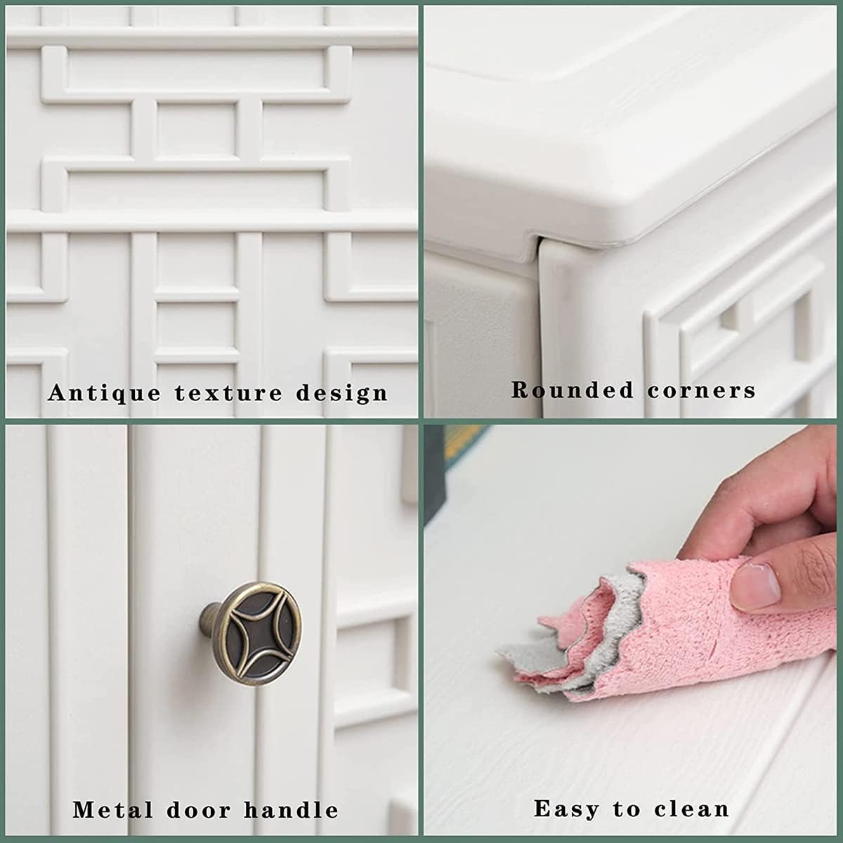 Indoor Outdoor Storage Cabinet Waterproof with Shelf, Off White Plastic Outdoor Cabinets for Patio/Garden/Backyard, Size 34.3''L*15''W*36.2''H