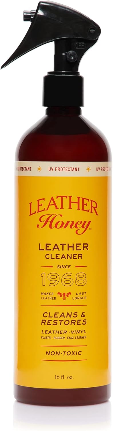 Leather Honey Leather Cleaner Spray: UV Protectant, Non-Toxic & Made in the USA Since 1968. Cleans & Protects Leather, Faux & Vinyl - Couches, Car Seats, Purses, Shoes, Bags & Tack. Safe for Any Color