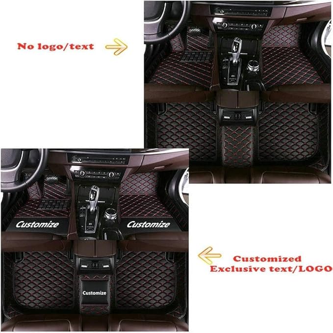 Custom Making Car Floor Mats Protection Pads for 99% Sedan/Coupe/Hatchback/SUV/Pickup Men Women Car Floor Mats Coverage Pads Anti-Slip Leather Floor Lining (Yellow+Black Stripe)