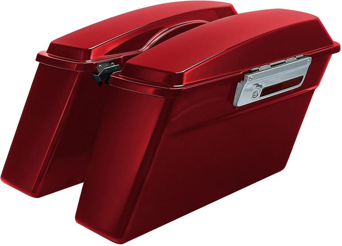 XFMT Motorcycle Red Hard Saddlebags Saddle Bags Trunk W/Lids & Chrome Latches For Harley Touring Road King Street Glide Road Glide Electra Glide 1994-2013