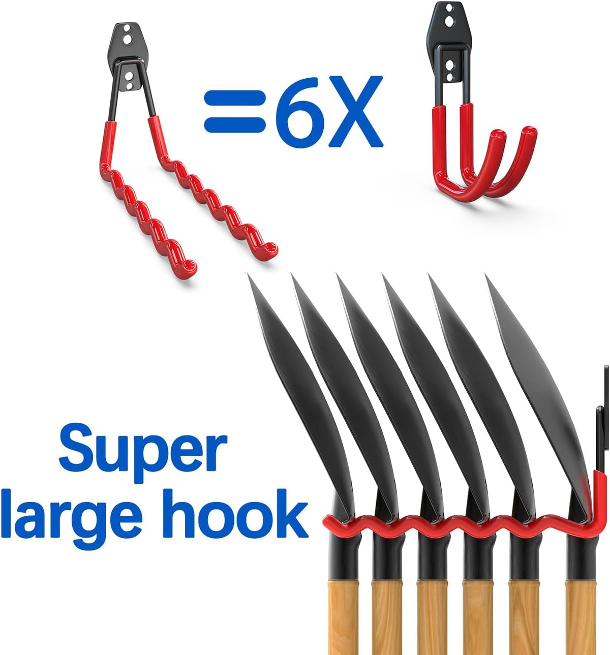 Garage Hooks 14PC,Shed Organizer with 1 Extra Round Strengthen Welding Spot,Garage Hooks for Hanging & Organizing Shovel,Rake,Chair,Hose(red)