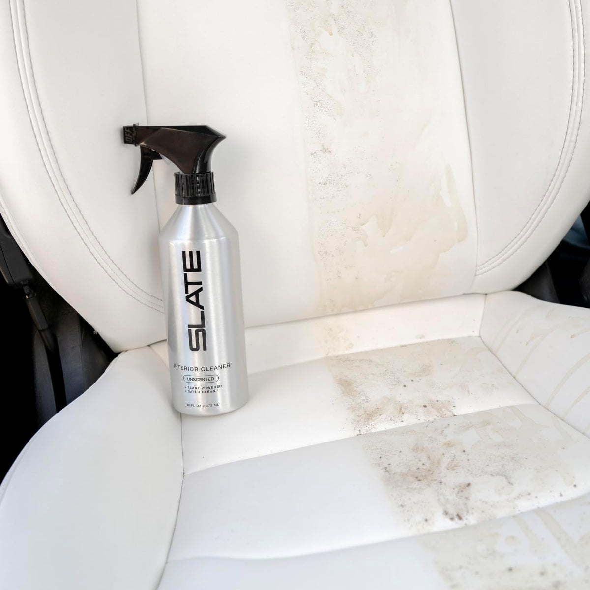 Slate Car Interior Cleaner - Powerful Plant-Based Formula Removes Dirt, Car Seat Cleaner, Vegan Leather Safe, Biodegradable, Prop 65 Compliant - Unscented, 16oz