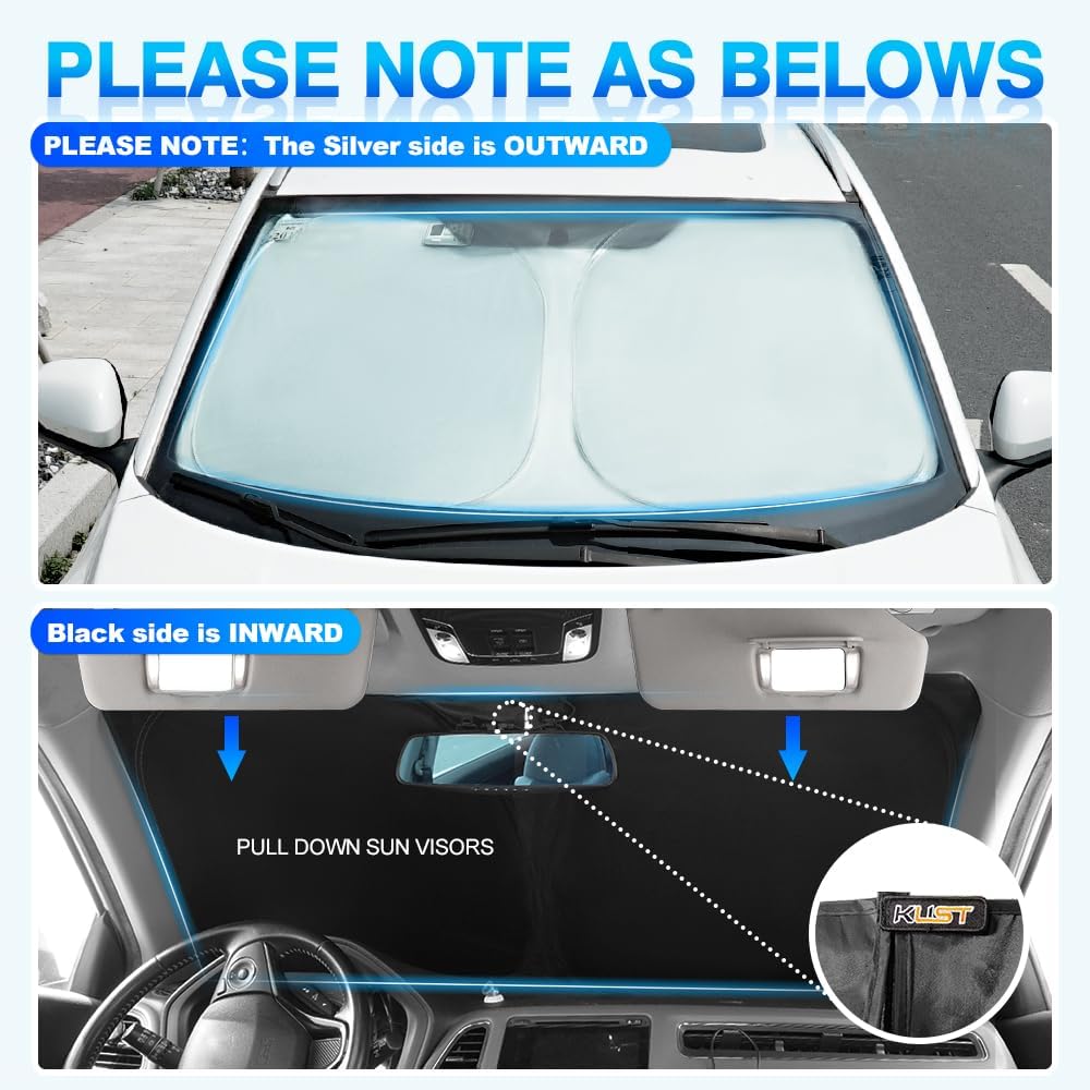 KUST Windshield Sun Shade for 2017-2024 2025 Cadillac XT5 Accessories Window Shade Foldable Sunshade Protector Blocks UV Rays Keep Your Car Cooler