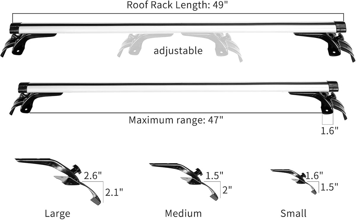 50" Universal Rooftop Crossbars,Adjustable Locking Luggage Crossbars Compatible for Car Pickups Without Any Types of Side Rails