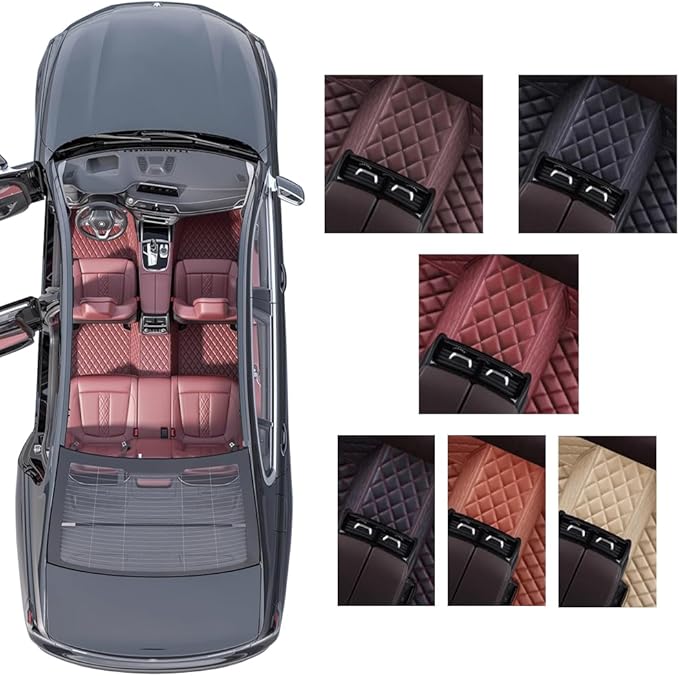Custom Personalized Floor Mats for Cars，Luxury Full Coverage All Weather Car Floor Mats，Anti-Slip Leather Car Mat Set ，Custom Floor Mats for 99% of Cars, Trucks & SUVs (Dark Brown)