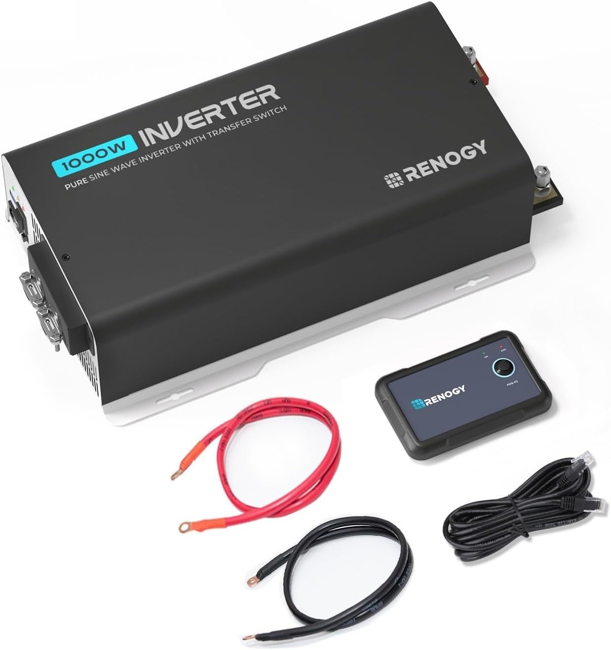 Renogy Inverter PUH, 1000W Pure Sine Wave Power Inverter with UPS Transfer Switch & Bluetooth, 12V DC to 120V AC Converter for RV, Truck, Home,Camping - 2000W Surge Power, Remote Monitoring