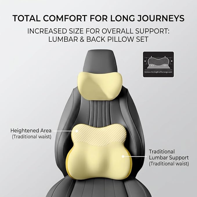 Car Headrest Pillow & Lumbar for Audi A3 8P Q5 A6 C6 A4 A5 Sportback B7 Avant 8V C7 A1 B9/R8 S5 S6 S7 S8 Q7, Car Seat Neck Pillow Back Support, Breathable All-Season Automotive Seat Cushions, 2PCS