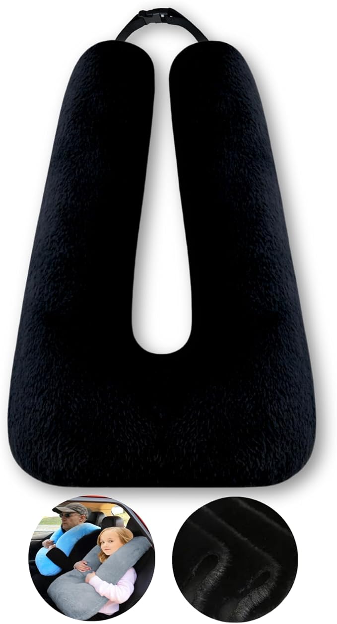 Travel Pillow Car Pillow Kid Car Sleeping The Sleeping Aid for Adults and Kids on Road Trips Kids Travel Pillow Black