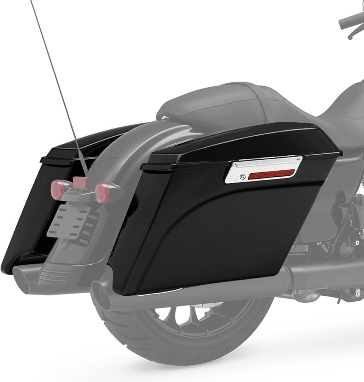 XFMT 5" Vivid Black Stretched Extended Hard Saddlebags W/Chrome Conversion Brackets Harley Softail Heritage Deluxe 1984-2017