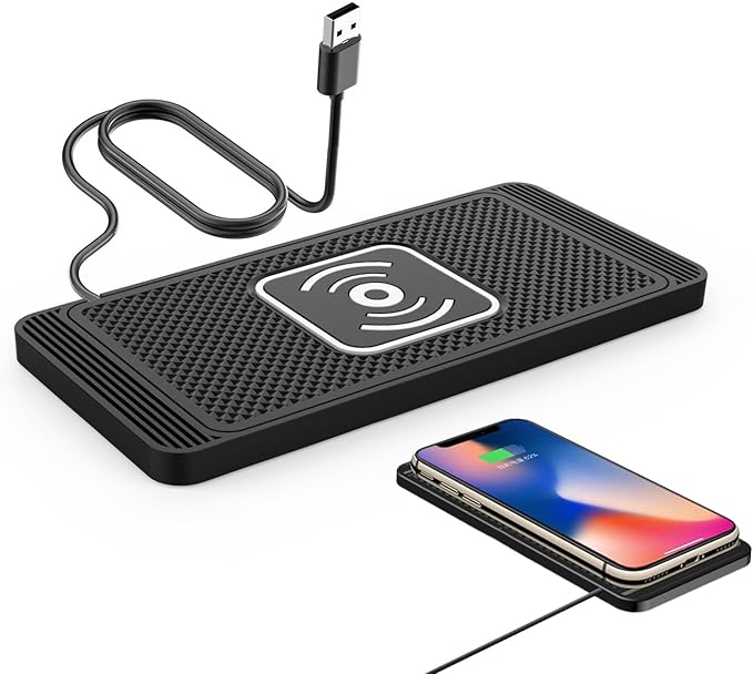 Car Wireless Charger Pad for Honda Odyssey RB1 2004-2009 2008-2014-pr, Fast 15W Slim Qi Wireless Charging Pad with USB/Type-C Cable Non-Slip Charging Mat for Car,15W-USB