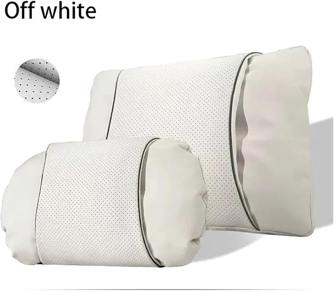 1/2PCS PU Leather Car Neck Pillow & Lumbar Support Cushion, Breathable Universal Seat Headrest Waist Pad, Soft Support Cushion for Daily Driving and Travel(A Style headrest)