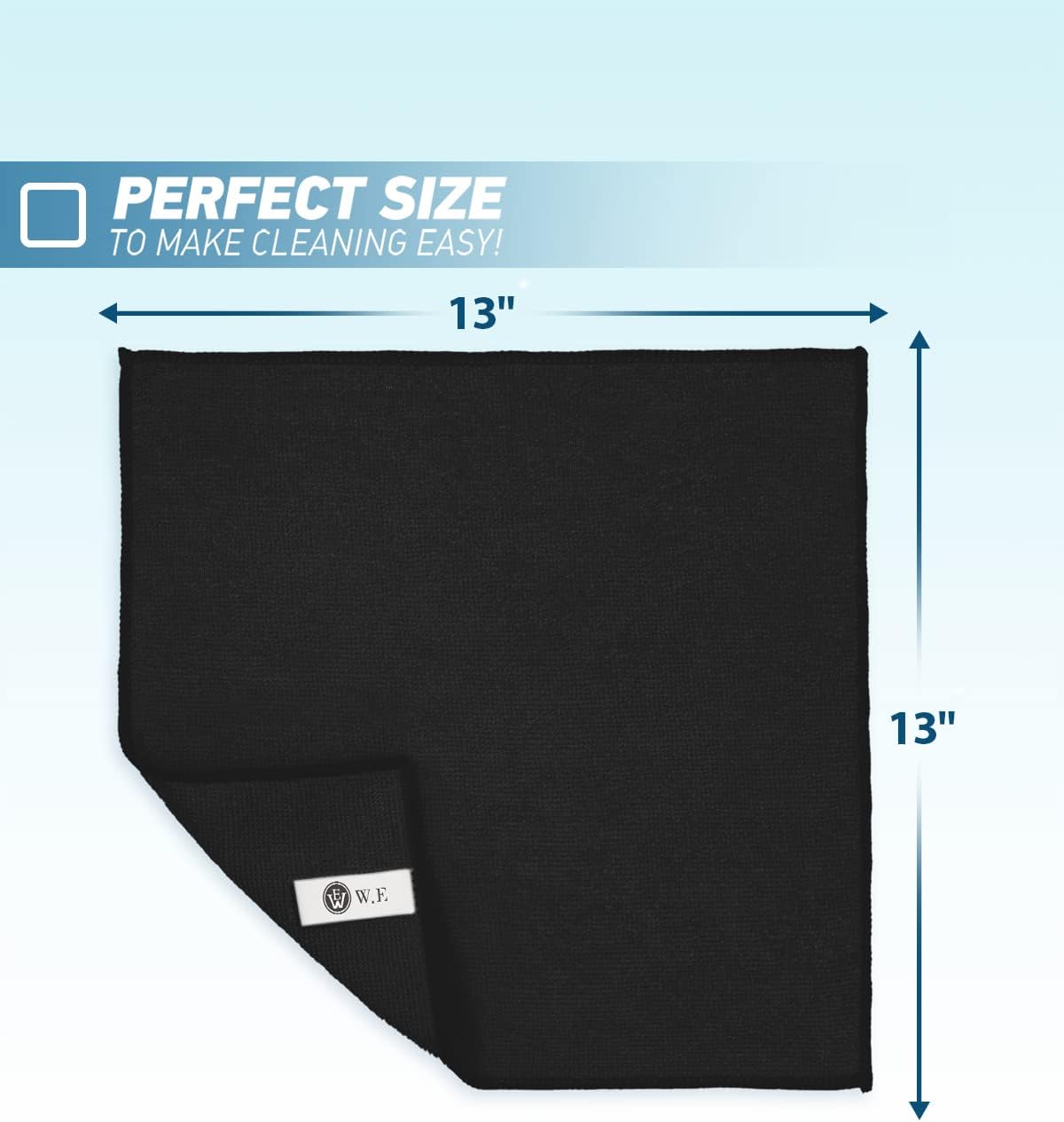 Microfiber Cleaning Cloth-50Pcs (13x13 inch) Ultra Soft Highly Absorbent Rags for Cleaning, Reusable and Lint Free Towels for Housekeeping-Machine Wash (Black)
