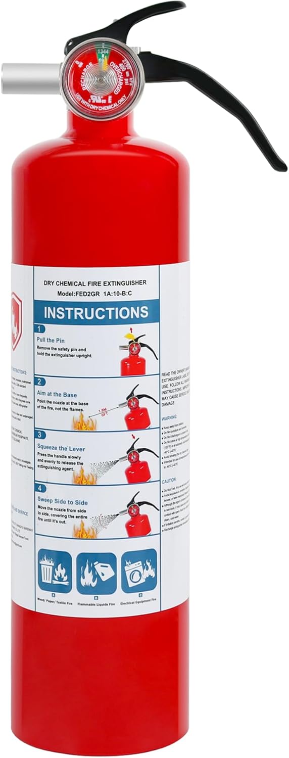1 Pack Dry Chemical Fire Extinguisher 2.5 lb ABC, Home, Car, Boat Use, 1A:10B:C Rating, Quick Release Handle, Easy to store and Carry Dry Powder Extinguisher