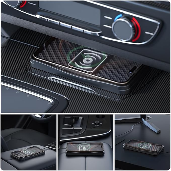 Car Wireless Charger Pad for GMC Canyon Sierra Sonoma 2000-2026, Type-C/USB 20W Fast Wireless Car Charger Pad Non-Slip Cordless Charging Mat,A-30cm Cable Type-C Plug